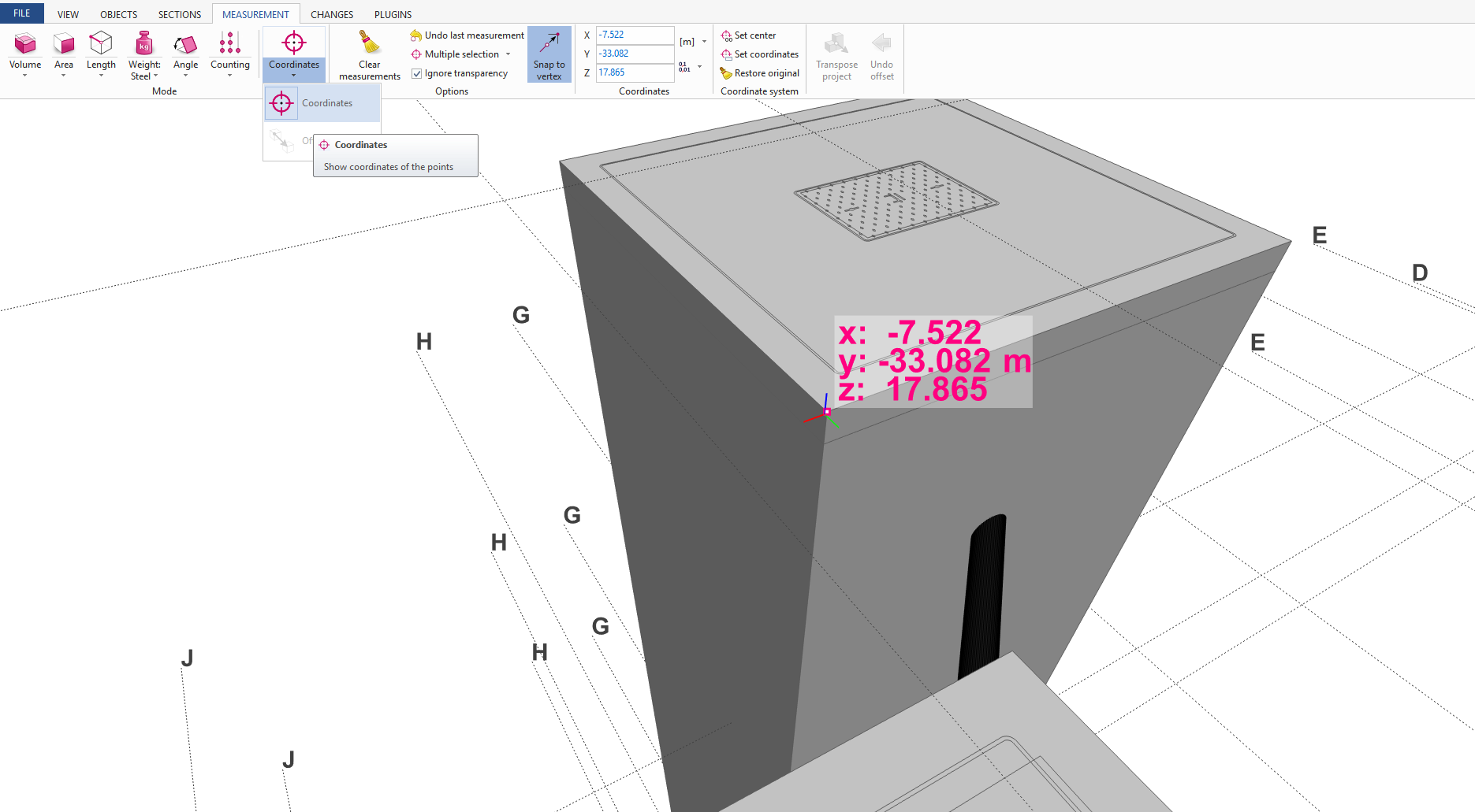 BIMVisionSpotCoordinates